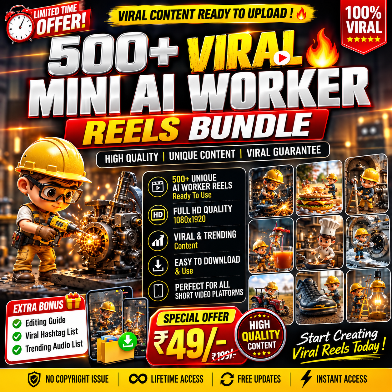 🔥 500+ Viral Mini AI Worker Reels Bundle 🚀