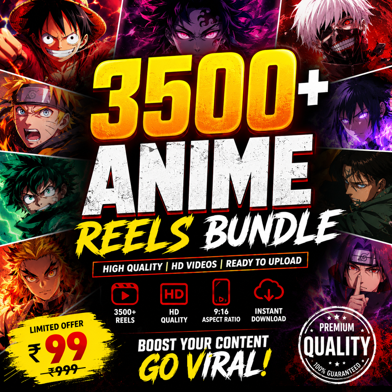 3500+ Anime Reels Bundle – Premium HD Viral Anime Reels for Instagram, YouTube Shorts & Facebook