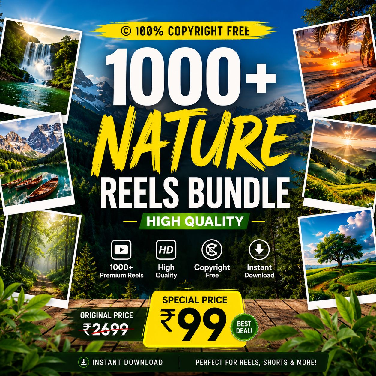 1000+ Nature Reels Bundle – High Quality Copyright-Free Reels for Instagram, YouTube Shorts & Social Media
