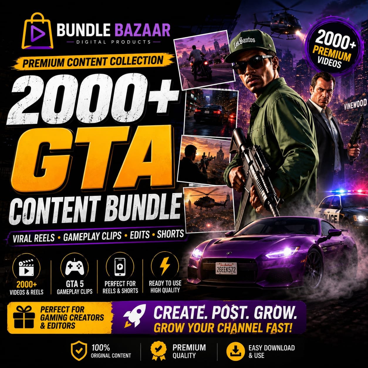 2000+ GTA Content Bundle | Viral Reels & Gameplay Pack 🎮