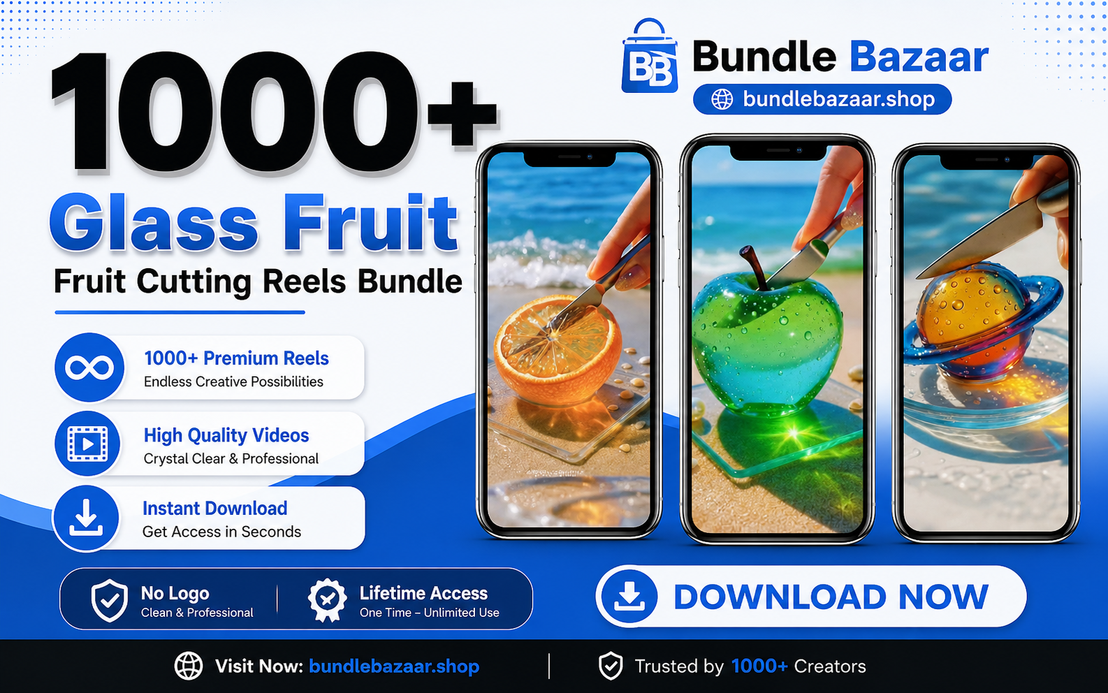 1000+ Glass Fruit Cutting Reels Bundle