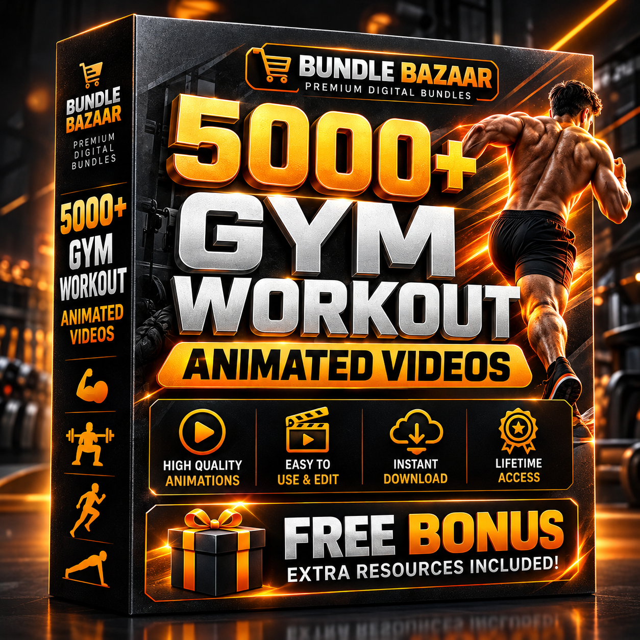 5000+ Gym Workout Animated Reels Bundle | Bundle Bazaar 💪🔥